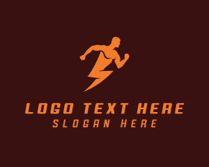 Runner - Lightning Bolt Man logo design