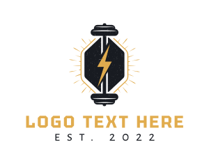 Trainer - Barbell Crossfit Energy Bolt logo design
