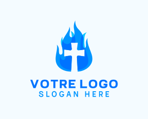 Blue Fire Cross Logo