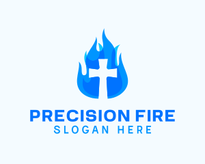 Blue Fire Cross logo design