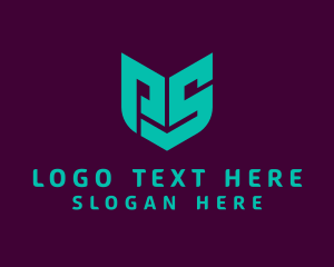 Monogram - Green Shield Letter PS logo design