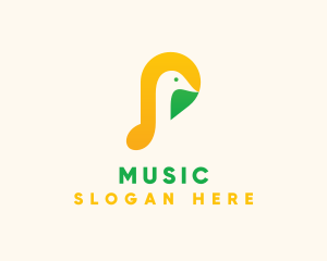 Musical Note Dove logo design
