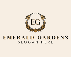 Wedding Floral Wreath  logo design