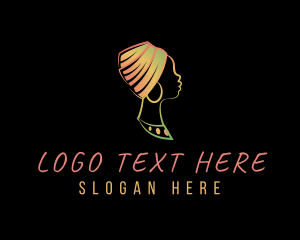 Headwrap - African Lady Headwrap logo design