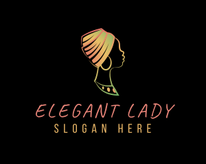 African Lady Headwrap logo design