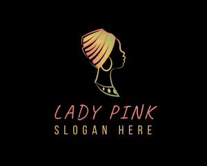 African Lady Headwrap logo design