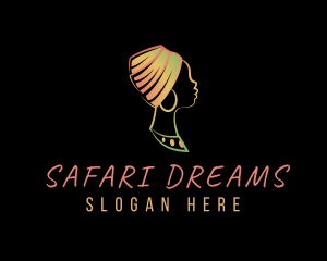 African Lady Headwrap logo design