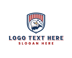 Veteran - Eagle Flag Shield Crest logo design