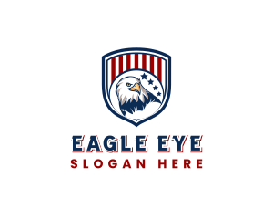 Eagle Flag Shield Crest logo design