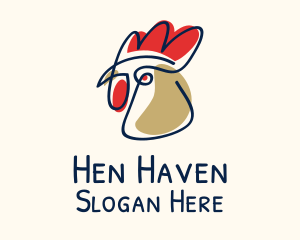 Hen - Chicken Rooster Drawing logo design