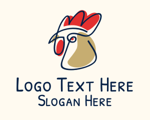 Minimalism - Chicken Rooster Drawing logo design