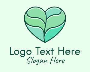 Tea Leaves - Nature Leaf Heart logo design