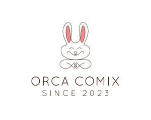 White - Cute Happy Bunny logo design