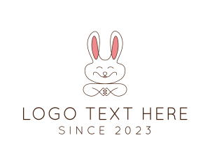 White - Cute Happy Bunny logo design