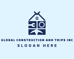 Circular Saw - Blue House Construction logo design