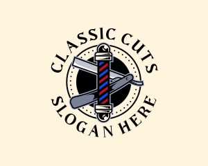 Barber Pole Haircut logo design