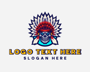 Skeleton - Native American Skull Gaming logo design