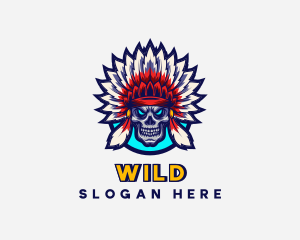 Native American Skull Gaming Logo