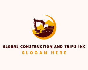 Construction Excavator Backhoe logo design