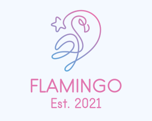 Gradient Monoline Flamingo  logo design