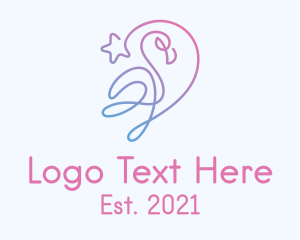 Beach - Gradient Monoline Flamingo logo design