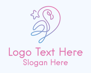 Gradient Monoline Flamingo  Logo