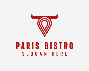 Bull Restaurant Location  logo design