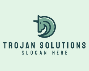 Trojan - Unicorn Stud Letter D logo design