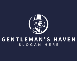 Smoking Hipster Gentleman logo design