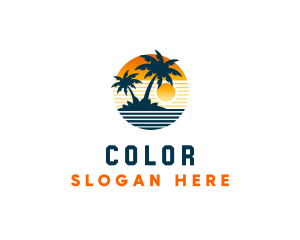 Tropical - Ocean Sunset Trip logo design