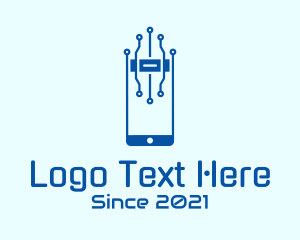 Application - Blue Circuit Phone logo design