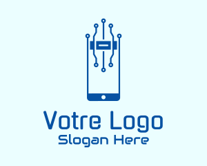Blue Circuit Phone  Logo