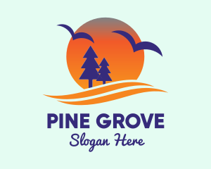 Sunset Pine Tree logo design