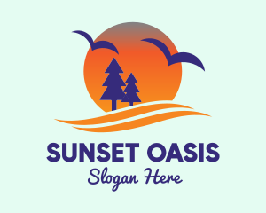 Sunset Pine Tree logo design