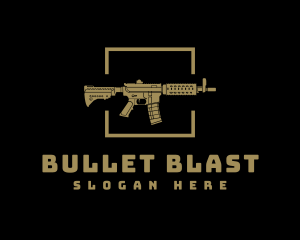 Gunshot - Gold Gun Firearm logo design