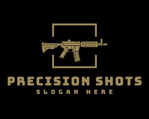 Marksmanship - Gold Gun Firearm logo design