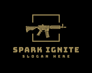 Firing - Gold Gun Firearm logo design