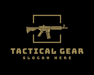 Tactical - Gold Gun Firearm logo design