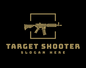 Shooter - Gold Gun Firearm logo design