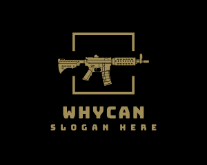 Heavy Weapon - Gold Gun Firearm logo design