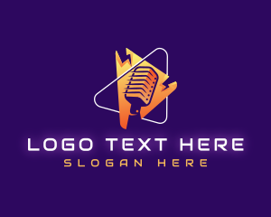 Singer - Podcast Play Mic logo design