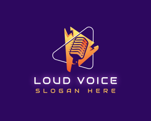 Podcast Play Mic logo design