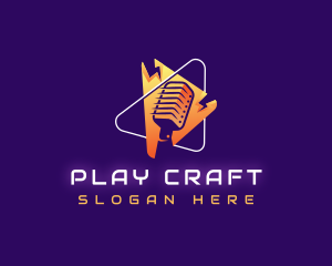 Podcast Play Mic logo design