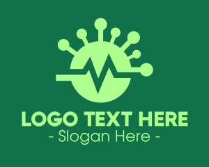 Negative Space - Green Virus Flatline logo design