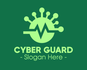 Malware - Green Virus Flatline logo design