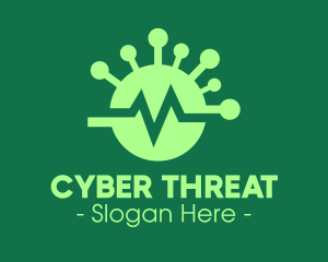 Malware - Green Virus Flatline logo design