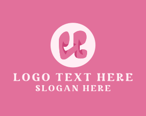 Fashion Brand - Pink Funky Letter U logo design