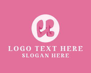 Girly - Pink Funky Letter U logo design