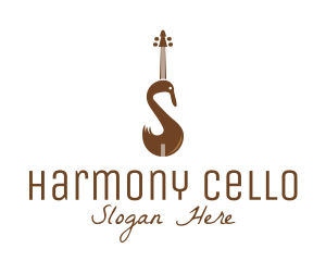 Cello - Brown Swan Violin logo design