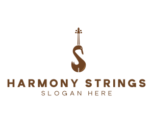 Brown Swan Violin logo design